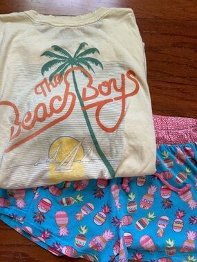 Beach Boys Tour Tee & Blue Pineapple Pajama Shorts